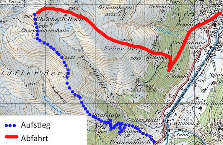 Route zum Chörbsch Horn